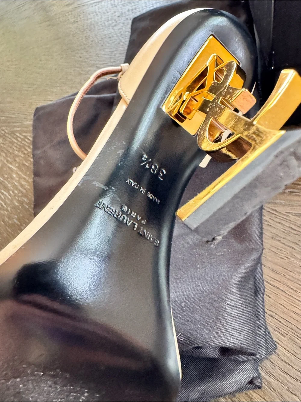 Saint Laurent Cream Opyum 110 YSL Logo Heel Sandal 38.5 8 - Picture 12 of 12